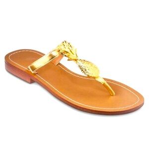🎉BOGO🎉 EUC Lilly Pulitzer Pineapple Gold Sandals - Size 7